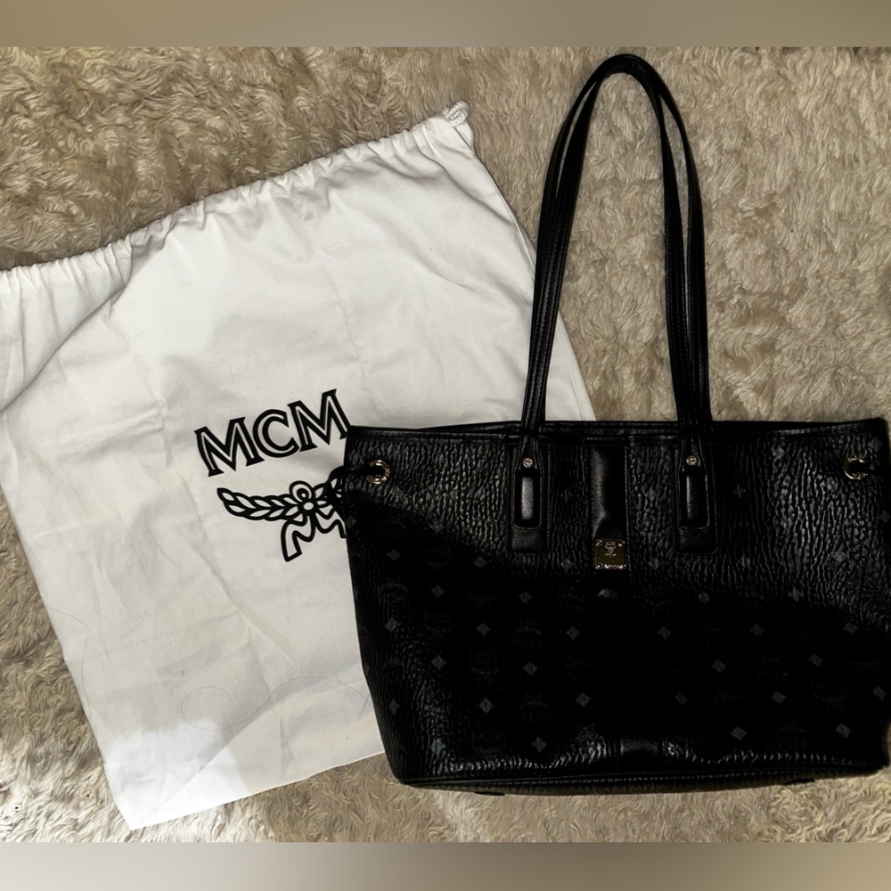 MCM Black Textured Tote Bag
